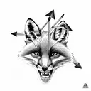 fox holding three arrows in his teeth tattoo design idea