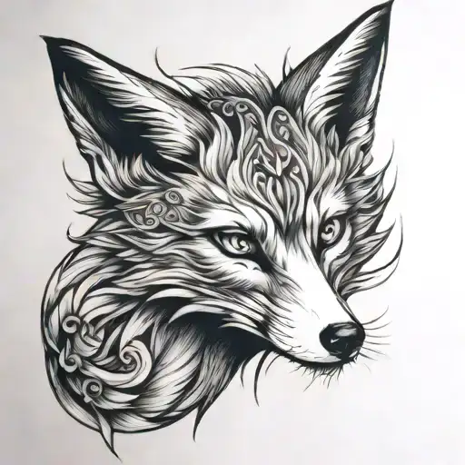 Fox Kitsune spirit tattoo design idea