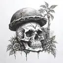 skull in graveyard scene tattoo design idea