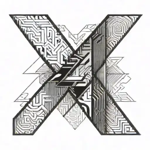 letter tattoo, A M M U overlapping each other and in readable shape tattoo design idea