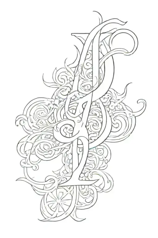 Generate a tattoo sample, where plane letters are used and overlapped. Draw an A in large font, without the line in midd tattoo design idea