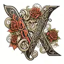 Generate a tattoo sample, where plane letters are used and overlapped. Draw an A in large font, without the line in midd tattoo design idea