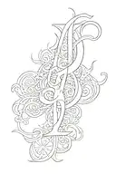 Generate a tattoo sample, where plane letters are used and overlapped. Draw an A in large font, without the line in midd tattoo design idea