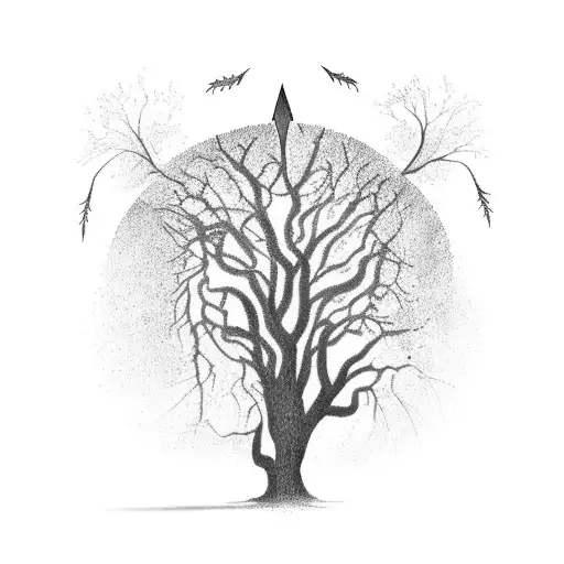 Tree of Life with lightning tattoo design idea