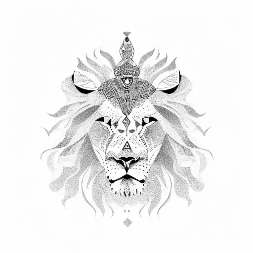 lion with anubis tattoo design idea