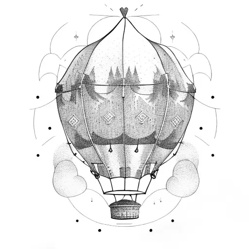 hot air balloon  tattoo design idea