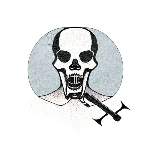 german shorthaired pointer on point with a grim reaper holding a shotgun tattoo design idea