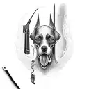 german shorthaired pointer on point with a grim reaper holding a shotgun tattoo design idea
