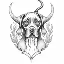 german shorthaired pointer on point with a grim reaper holding a shotgun tattoo design idea