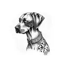 german shorthaired pointer on point with a grim reaper holding a shotgun tattoo design idea