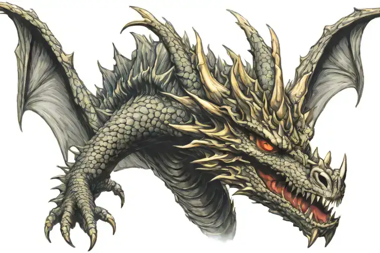 king ghidorah shooting lightning tattoo design idea