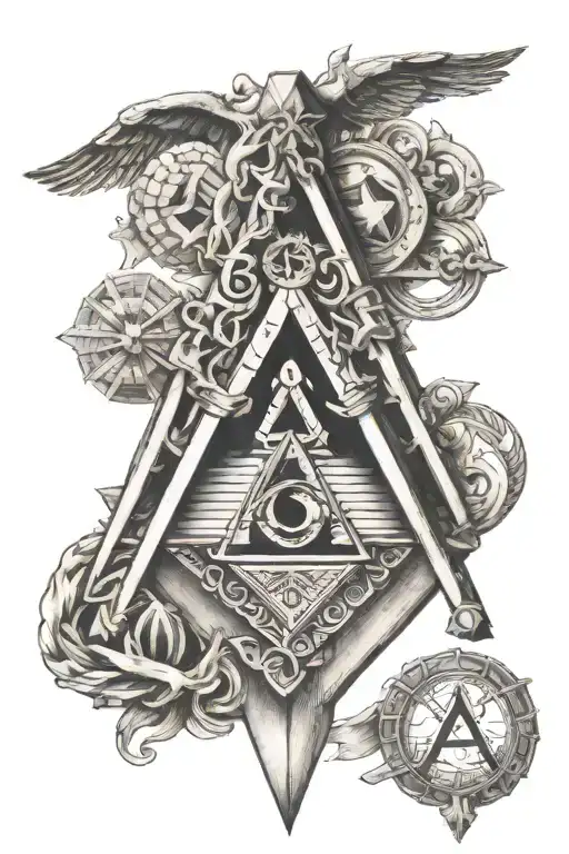 Masonic symbol with elements tattoo design idea