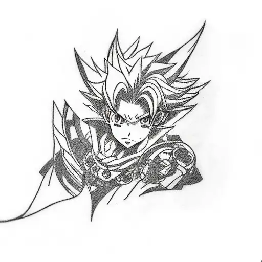 Design a anime tattoo with these animes incorporated into a sleeve, black clover, hunter x hunter, naruto, bleach, one p tattoo design idea