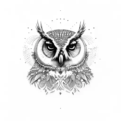 head of owl tattoo design idea
