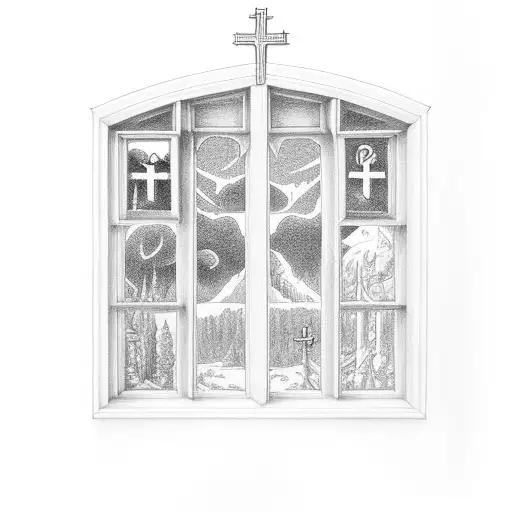 church window tattoo design idea
