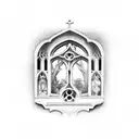 church window tattoo design idea