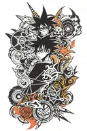 anime logos collage tattoo design idea