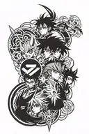 anime logos collage tattoo design idea