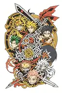 anime logos from code geass, naruto, bleach, one piece, etc tattoo design idea