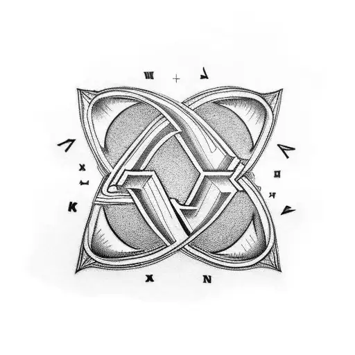 letters A M L linked together, small tattoo for 3 siblings, with a ship tattoo design idea