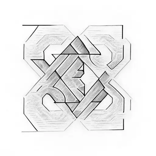 geometric letters A M L linked together, small tattoo for 3 siblings tattoo design idea
