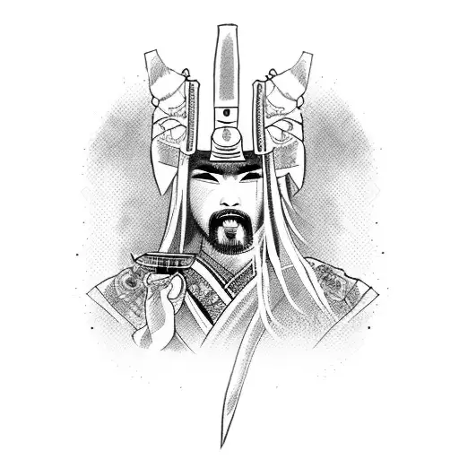 pinup samurai with katana tattoo design idea