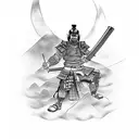 pinup samurai with katana tattoo design idea