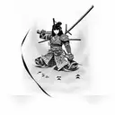 pinup samurai with katana tattoo design idea