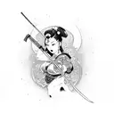 pinup samurai with katana tattoo design idea