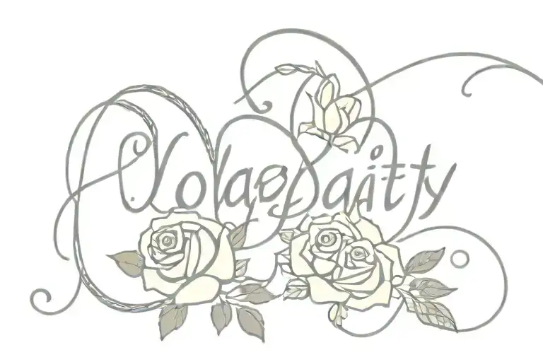 word loyalty in cursive writing with roses and snakes around it and a little cross  tattoo design idea
