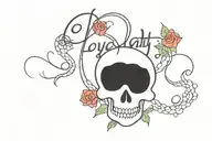 word loyalty in cursive writing with roses and snakes around it  tattoo design idea