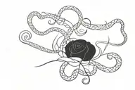 word loyalty in cursive writing with roses and snakes around it  tattoo design idea