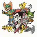 collage of 90s cartoons tattoo design idea