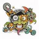 collage of 90s cartoons tattoo design idea