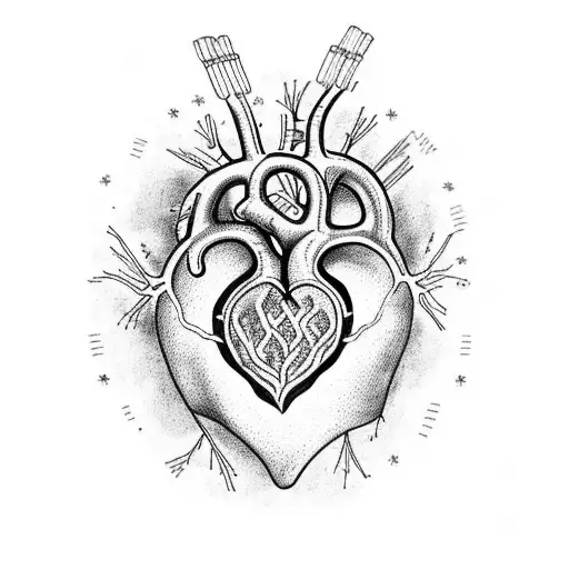 7 crows inside a human heart with dmt molecule  tattoo design idea
