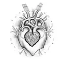 7 crows inside a human heart with dmt molecule  tattoo design idea