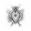 7 crows inside a human heart with dmt molecule  tattoo design idea