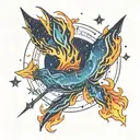 Sagittarius constellation fire night sky tattoo design idea