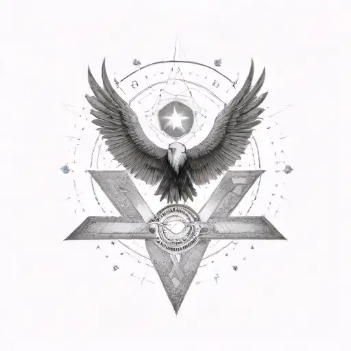 Nikola Tesla power circle and right eagle wing tattoo design idea