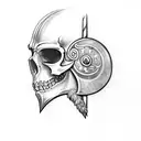 viking axe with raven skull and viking flowers  tattoo design idea