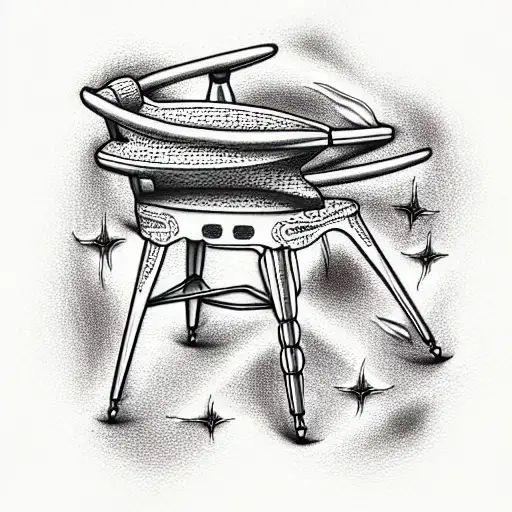 Chair in space tattoo design idea