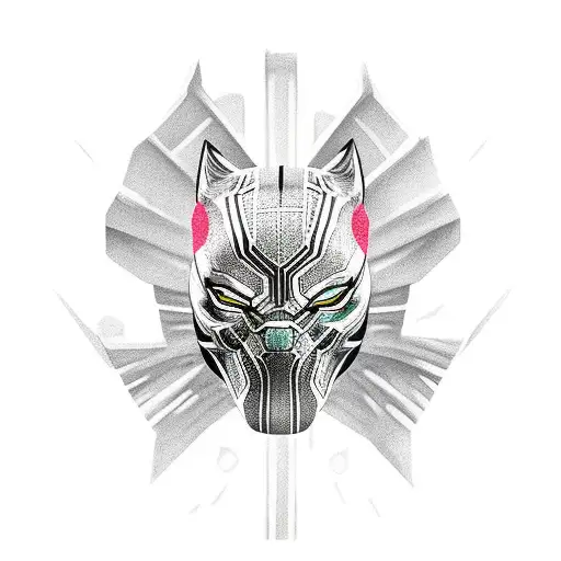 Skeleton Black Panther Red eyes Dragon tattoo design idea