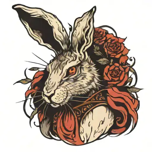 The hare is brutal with an angelic look, a devilish character and an anarchic mood.  The hare rejects the usual rules tattoo design idea