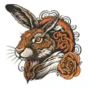 The hare is brutal with an angelic look, a devilish character and an anarchic mood.  The hare rejects the usual rules tattoo design idea