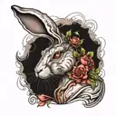 The hare is brutal with an angelic look, a devilish character and an anarchic mood.  The hare rejects the usual rules tattoo design idea