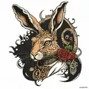 The hare is brutal with an angelic look, a devilish character and an anarchic mood.  The hare rejects the usual rules tattoo design idea