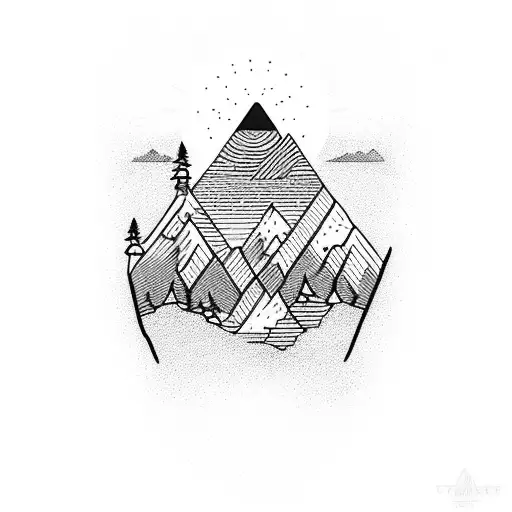 pioneer peak, twin peaks band around arm tattoo design idea