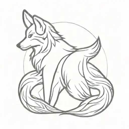 A tattoo of a wolf and fox facing each other in a yin and yang formation tattoo design idea