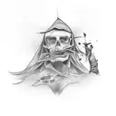 A tattoo design inspired by a famous artwork, incorporating fashion elements tattoo design idea