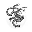 dragon spiraling around arm, starting at the bicep, with the head at shoulder levem tattoo design idea